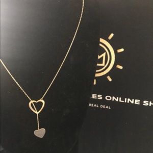 18k Real Gold Heart Drop Necklace
